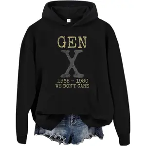 Unisex Generation X Hoodie Gen X 1965 1980 We Don't Care Classic Cotton Fabric