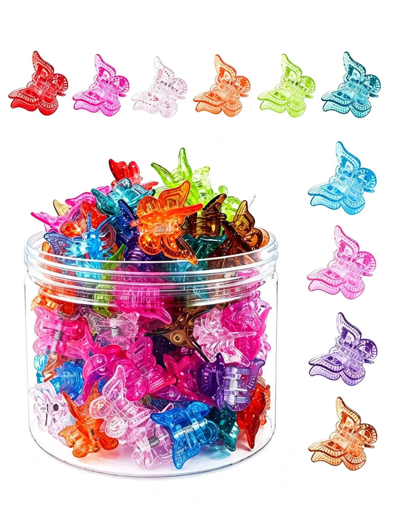Shimmering Butterfly Hair Clips, Y2K Accessories Set, 10 Colors Bright Mini Clamps, Perfect for Parties, Holidays, Daily Wear, Safe Claw Design