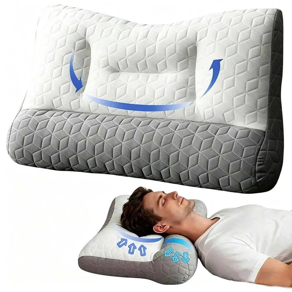 Cervical Neck Pillow, Ergonomic Pillows for Neck Relief with Breathable Pillowcase, Adjustable Contour Neck Support Pillow for Side Back Stomach Sleepers,Bed Pillows,Cervical Protection,Cervical Pillow for Relieving ,Soft Pillow, Neck Rest Cushion