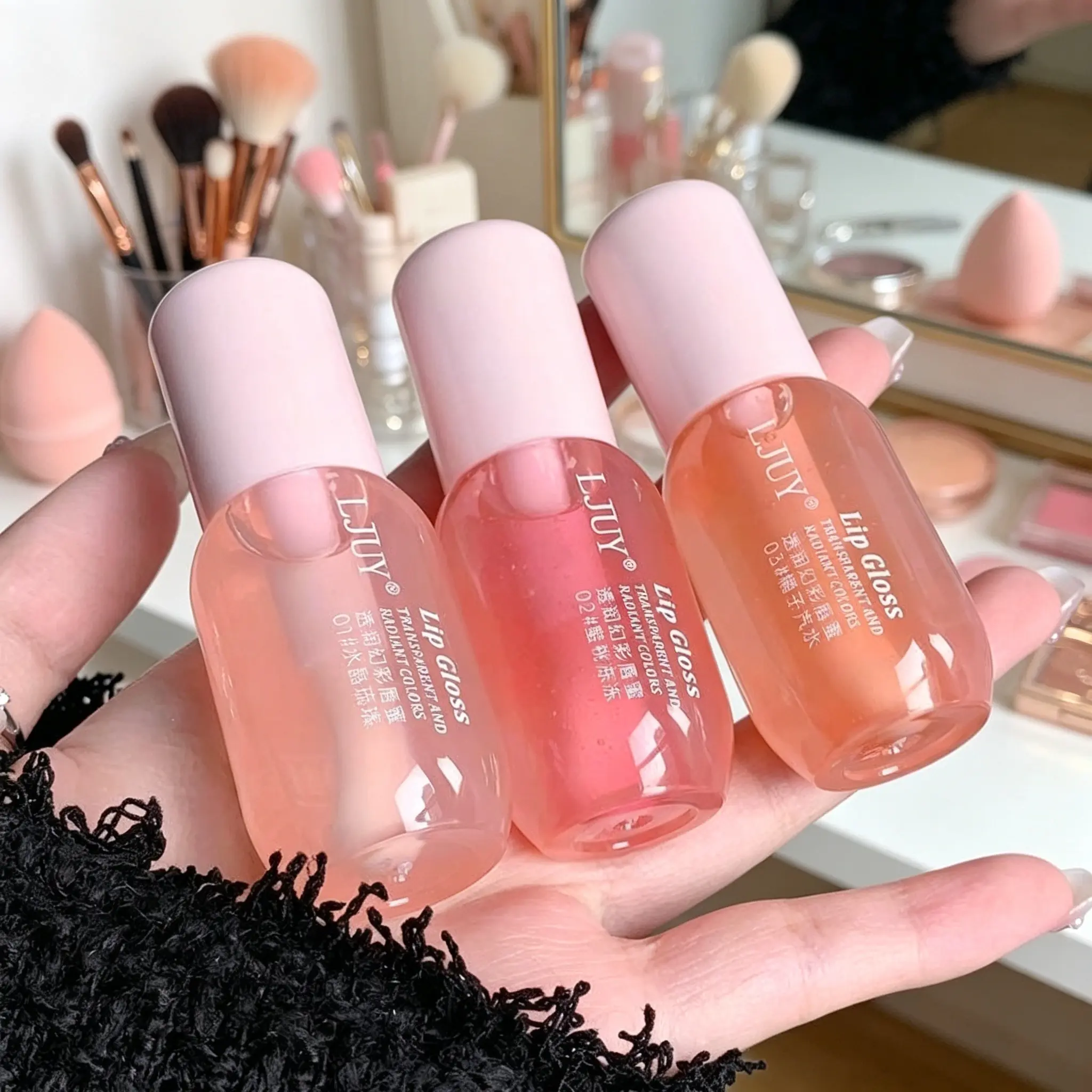 LJUY 3PCS Lip Oil Set, Shiny Clear Glossy Hydrating Lip Gloss, Moisturizing Lip Balm, Lip Products for Reducing Lip Lines in Winter