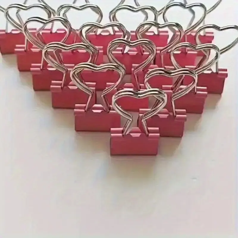 10pcs Heart Long Tail Clips, Ideal for A4 Paper, Invoices, Receipts, Printouts, Binder Organizer, Office Supplies
