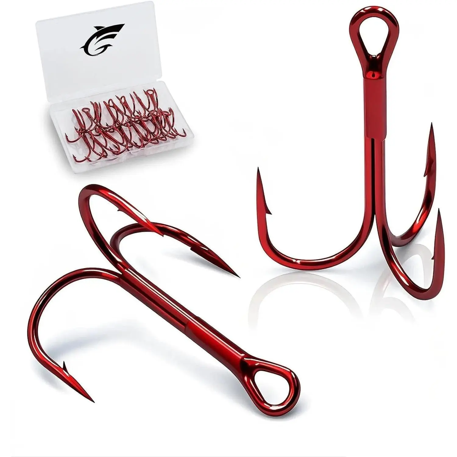 25/50/200pcs Treble Hooks Red,  Hooks for Hard Lures | High Carbon Steel, Ultra Barbed  Triple Fishing Hooks for Saltwater Freshwater, Fish Hook for Bass Trout Size 14-4/0
