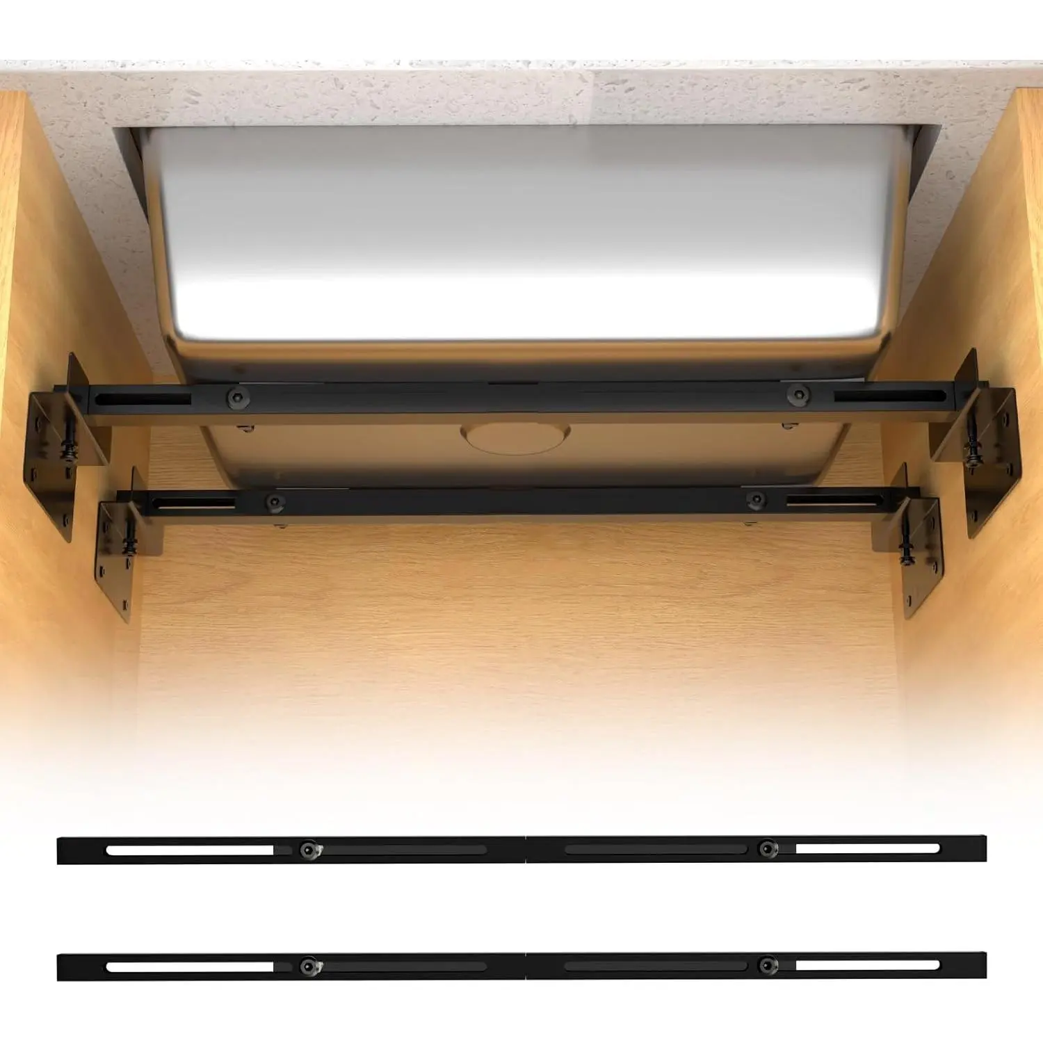 Heavy Duty Undermount Sink Brackets & Kitchen Sink Installation Parts Kit - 800 lbs Capacity Adjustable Carbon Steel Support, Horizontal Space-Saving Design for Kitchen Sinks (71-100cm)