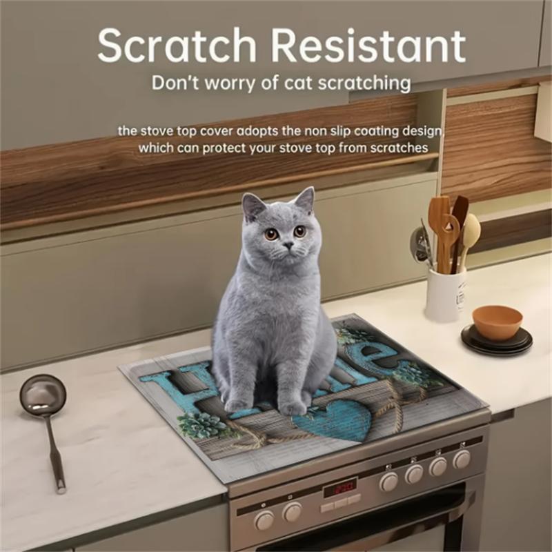 Letter & Fruit Pattern Gas Stove Cooktop Panel Protector Cover, 1 Count Scratch Resistant & Easy To Clean Stove Top Protector, Multipurpose Cooktop Cover, Household Appliances, Stove Plate