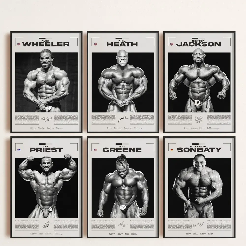 Mr. Olympia Legends Poster Set - Hardcore Gym Motivation Art Prints with Phil Heath, Kai Greene - Artistic Home Decor for Room Walls, Fitness