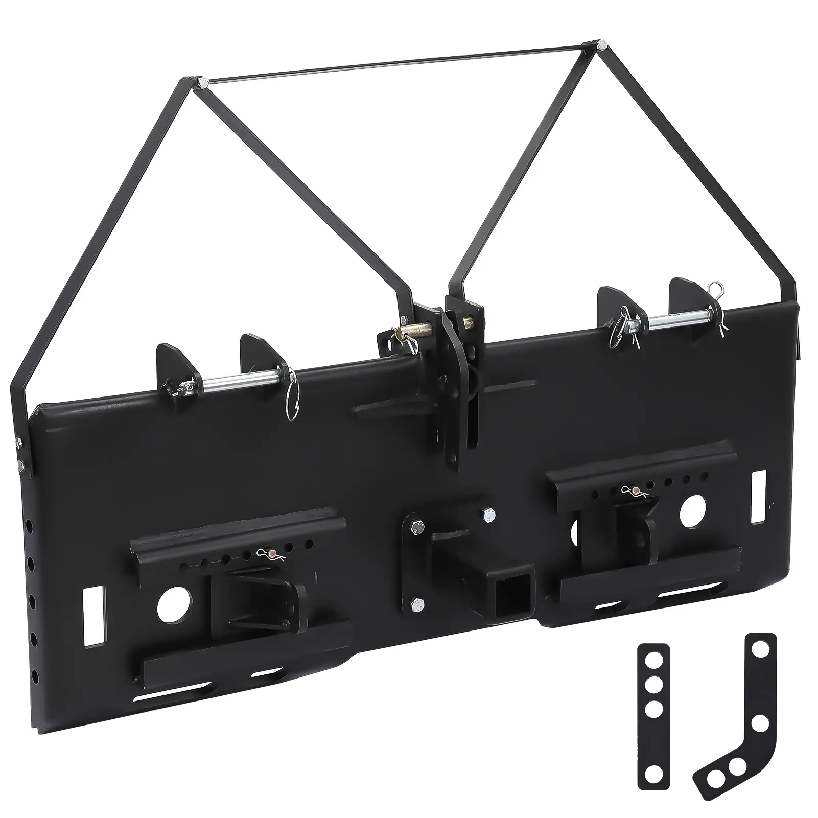 2PC Adjustable 3-Point Hitch Adapter Set for CAT 1 Tractor – Quick Attach Converter – Compatibility with Skid Steer Attachments, Buckets, and Forks