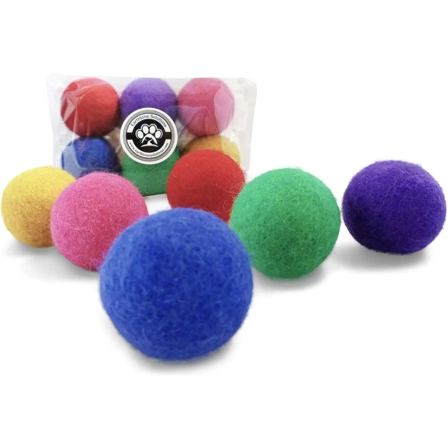 Balls - Safe Silent Felt Ball Toys - Fun Colorful Soft Quiet  Kitty Toys -  for  Lovers - 6 count Hand  Nepal