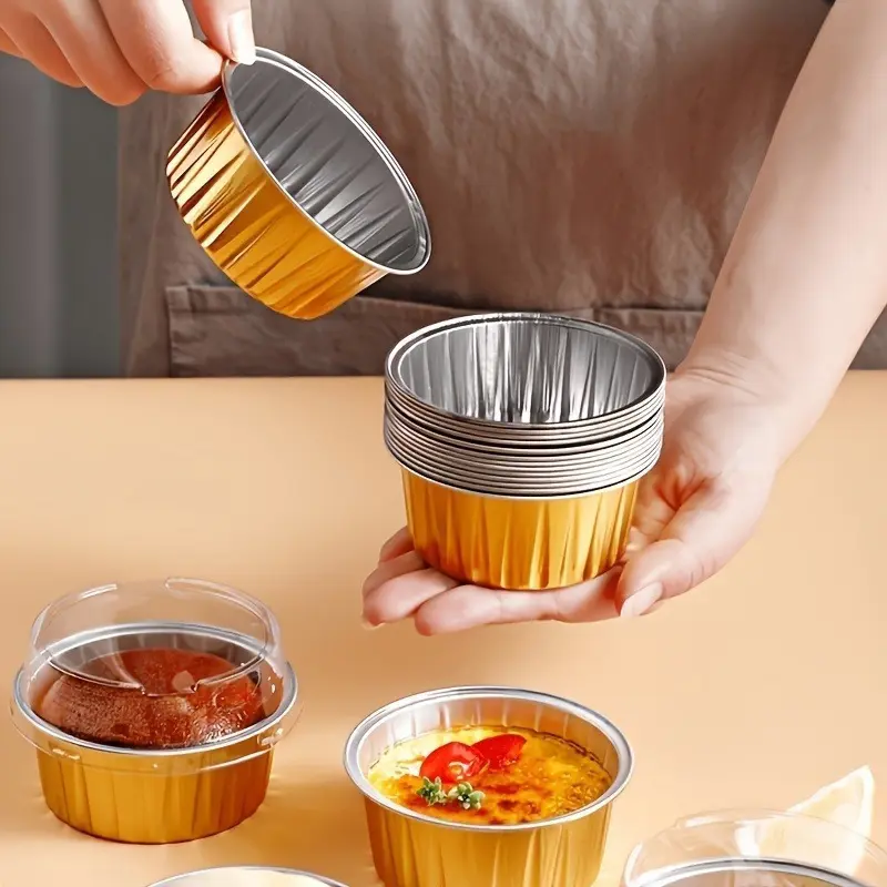 50pcs Kitchen Air Fryer Baking Tin Foil Box, Barbecue Egg Tart Pudding Tray, Commercial Use, No Lid, Ideal for Restaurants