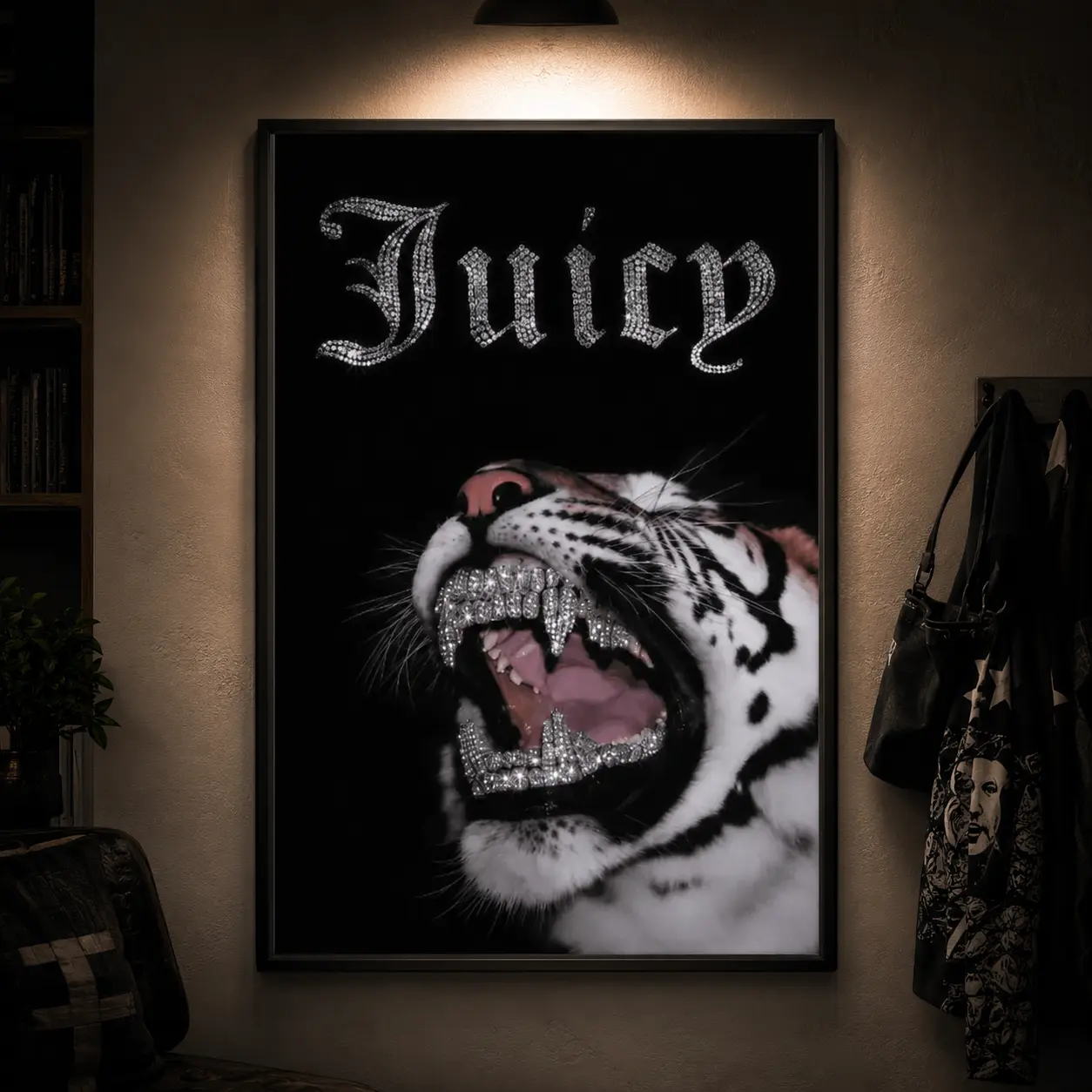 Leopard Poster, Baddie Aesthetic Wall Art, 2000s Retro Hip Hop Canvas Print, Funky Quirky Animal Artwork for Girl Bedroom, Dorm, Apartment, Streetwear Style Room Decor, Y2K Leopard Wall Art, Trendy Teen Room Decoration, Gift for Her, Animal Poster