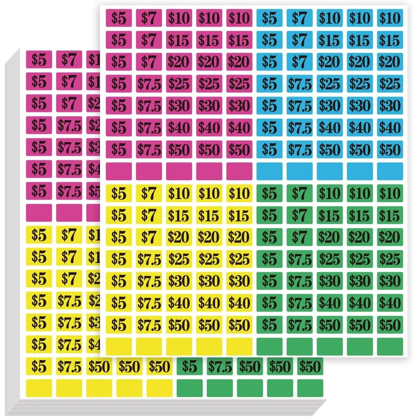 2400 Pcs 1/2" X 3/4" Rectangle Preprinted Price Labels Garage Yard Sale Stickers for Fle Market Sale (Square-Large Price)