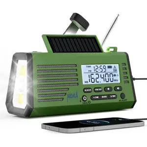 Radio NOAA Weather Alert  Solar Crank  - Portable Radio AM/FM/SW, Rechargeable  18500mWh, SOS Siren Flashlight Lamp for   Camping Storms Blackouts Prep