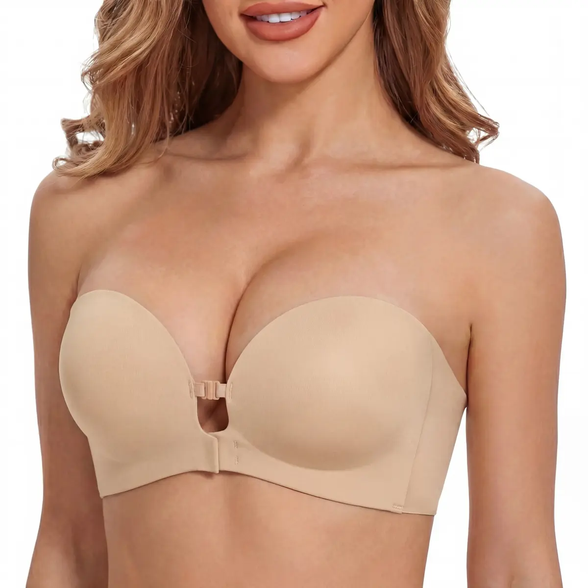 Womens Strapless Front Closure Bra Push Up Padded Add Cup Non Slip Wireless Supportive  Seamless Comfortable Tube Jelly Bra A B C Cup#SummerVibe