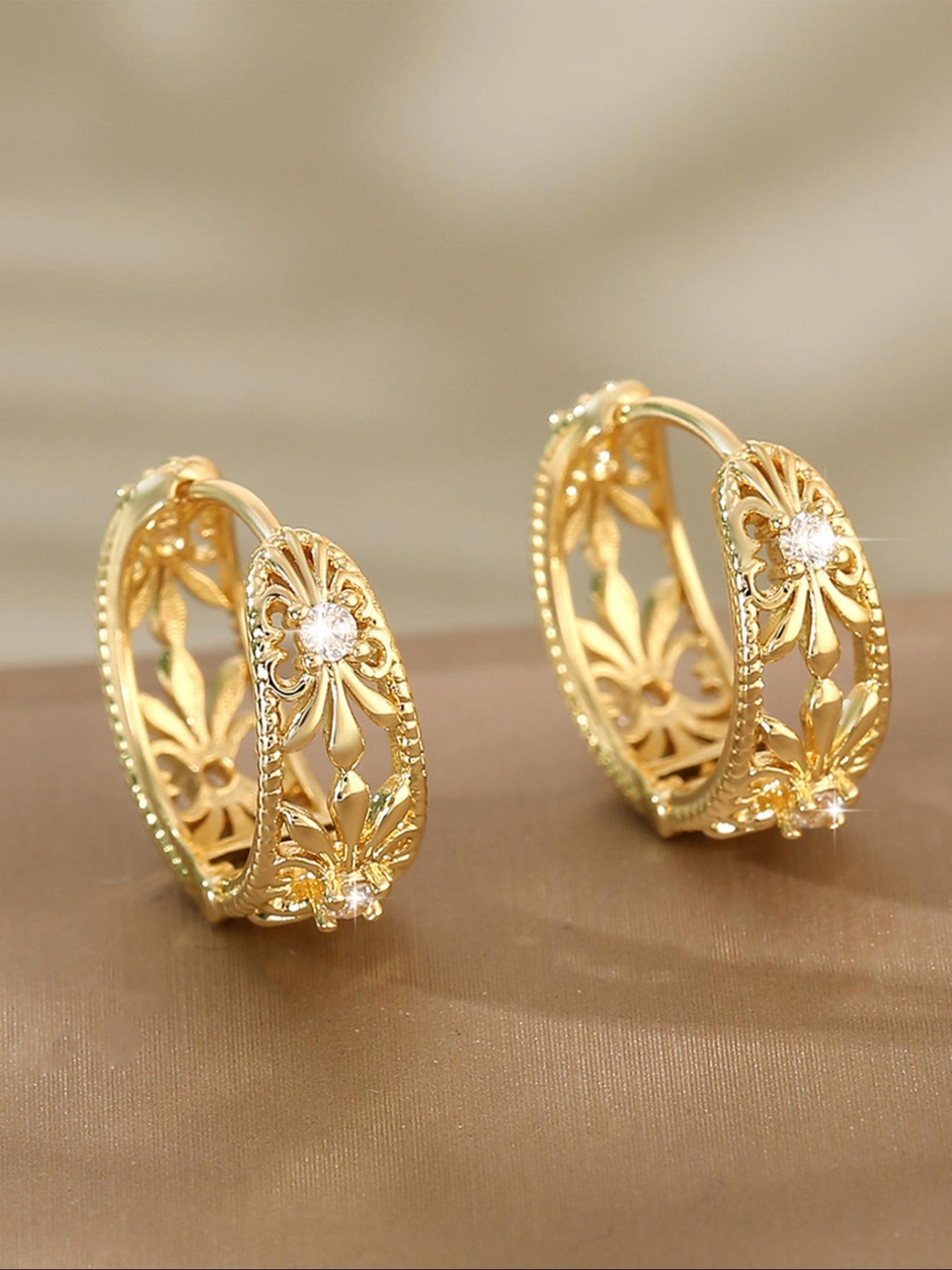 Vintage Star & Moon Decor Hoop Earrings, Fashionable Rhinestone Decorated Earrings for Women, Trendy All-match & Exquisite Jewelry for Birthday Gift, Statement Earrings, Fashion Accessory