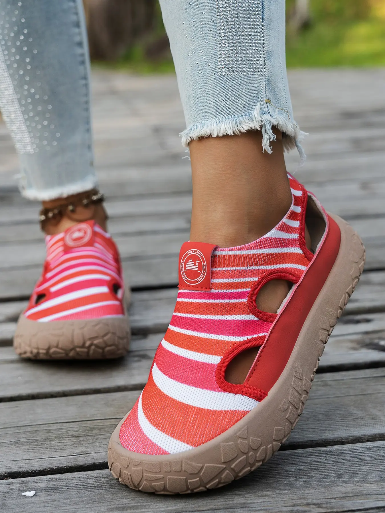 Women's Casual Sport Shoes, Thick Sole, Lightweight, Comfortable, Street Style, Ny Trendy, Fabric Upper, Rubber Sole, Plain Pattern