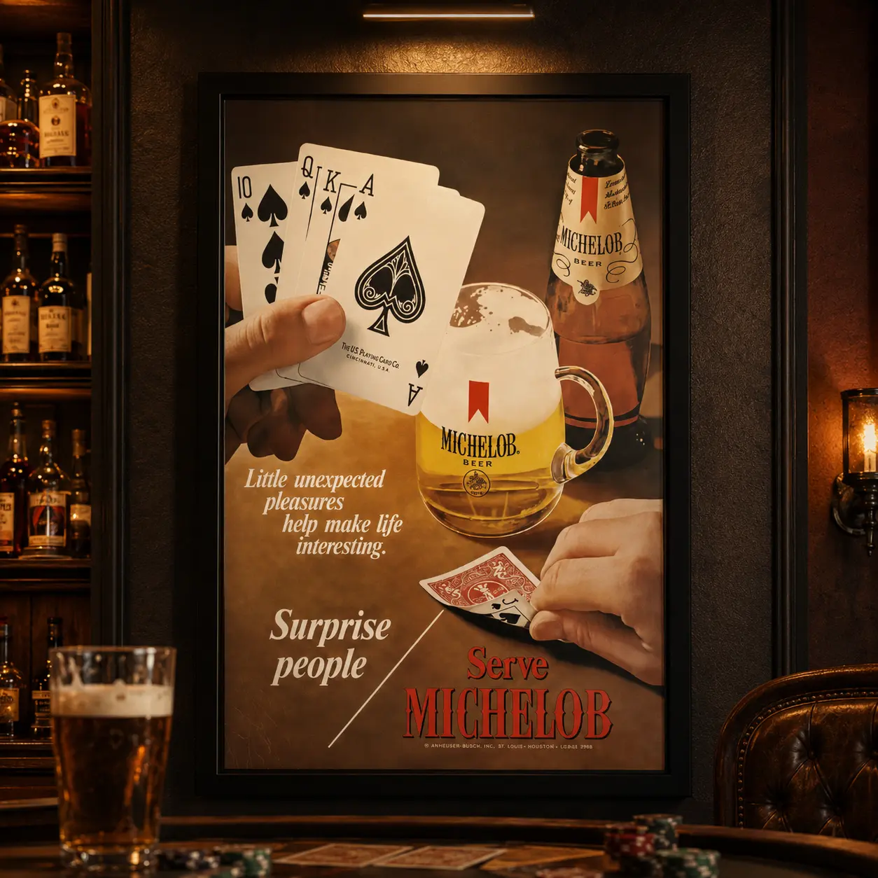 Vintage 1970s Michelob Beer Magazine Ad Poster, Retro Beer Print, Vintage Home Decor, Living Room Wall Art, Man Cave Decor, Collectible Bar Poster, Canvas Wall Art, Gift for Beer Fans
