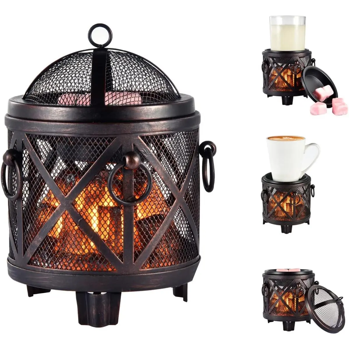 Wax Melt Warmer,4-in-1 Electric Wax Melter,Oil Burner,Fireplace Wax Warmers, for Home Office Bedroom Aromatherapy Present and Decorations (Bronze, Fireplace Stove)