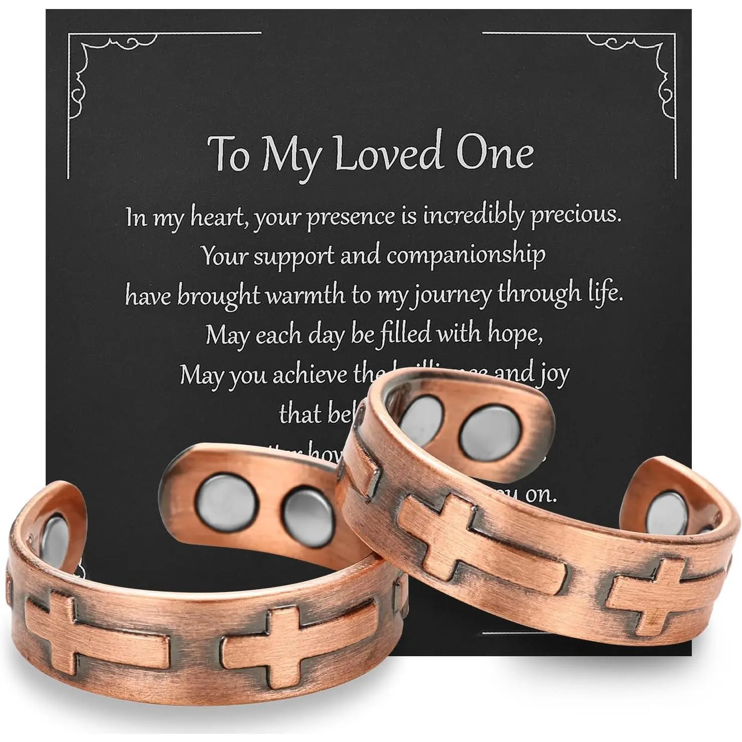 2PCS Copper Rings  Men & Women, 99.9% Pure Copper Magnetic Adjustable Thumb Ring with Strong Magnet, Jewelry Gift with Present Box New model