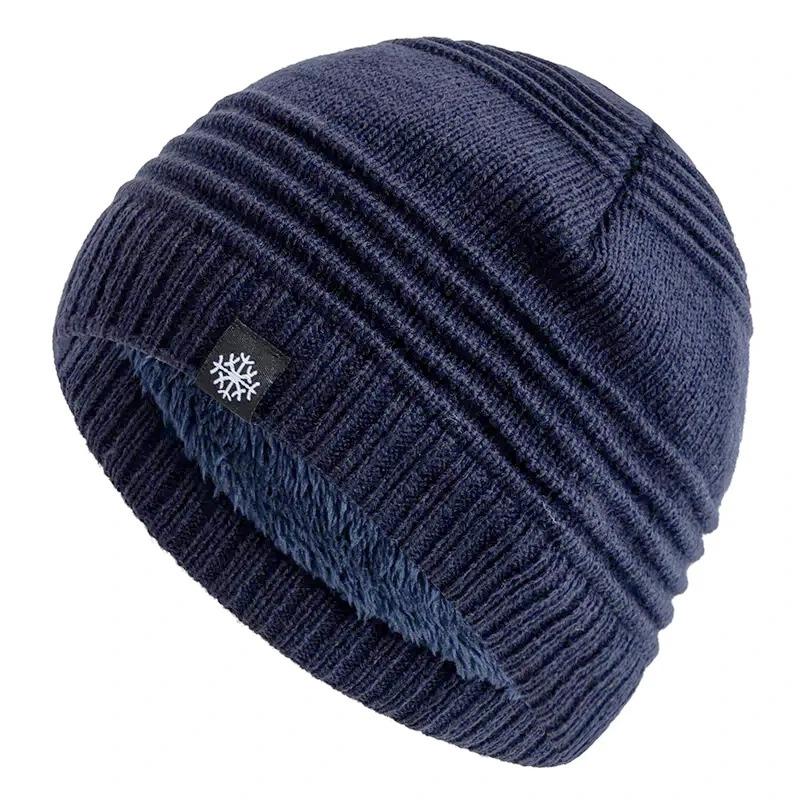 Unisex Classic Snow Label Fleece Beanie Hat Keep Warm Winter Hat Lightweight Hats For Men Women Fashion Winter Cap