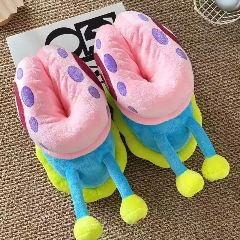 Anime SpongeBob SquarePants Cute Peripheral Cotton Slippers Soft Warm All-match Indoor Slip on Shoes for Daily Household Wear