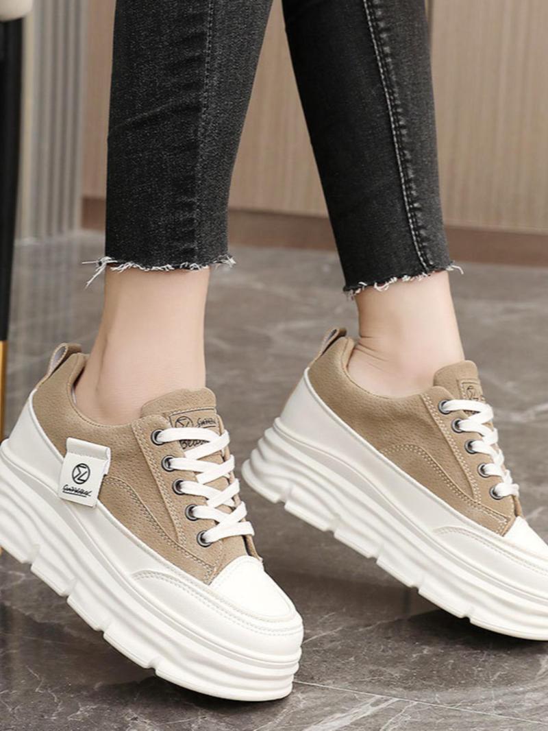 Women's Fashionable Low Top Platform Sneakers, Casual Comfortable Breathable Sports Shoes, All-match Round Toe Shoes for Daily Wear Casual Sneakers Sneaker Shoes