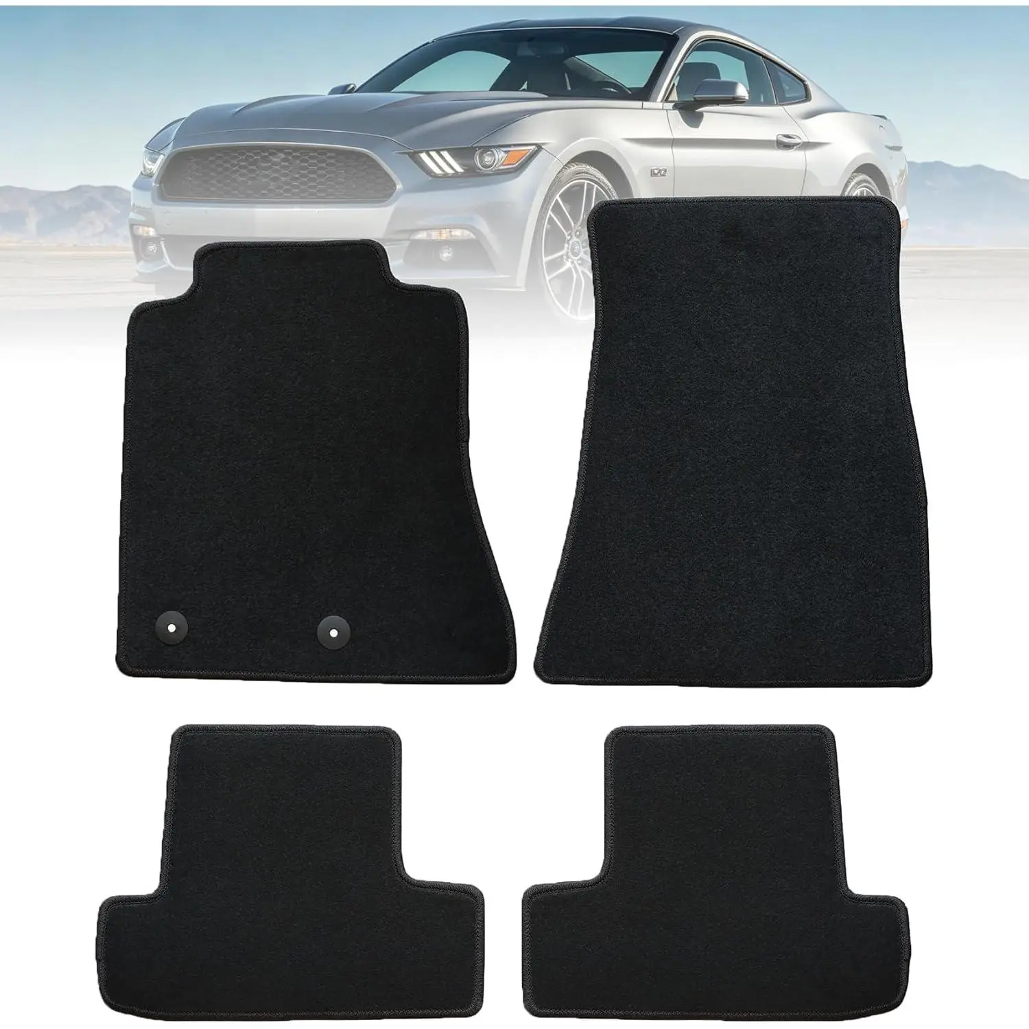 Mythoria Custom Fit Car Floor Mats Fit for Ford Mustang 2009 2010 2011 2012 2013 2014, Waterproof Velour Carpet Full Set, All-Weather Protection, Anti-Slip Backing, Odorless, Black