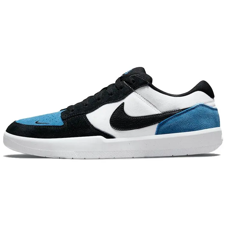 Nike SB Force 58 Canvas Suede Low-Top Skate Shoes for Men and Women in Black White Blue Verifiable, with credentials and supporting global authentication