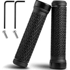 Premium Bike Handlebar Grips, Single Lock-on Professional Mountain Bicycle Handlebar Locking Grips with Anti-Slip, 2PCS Screw and 2PCS Allen Wrench for Free