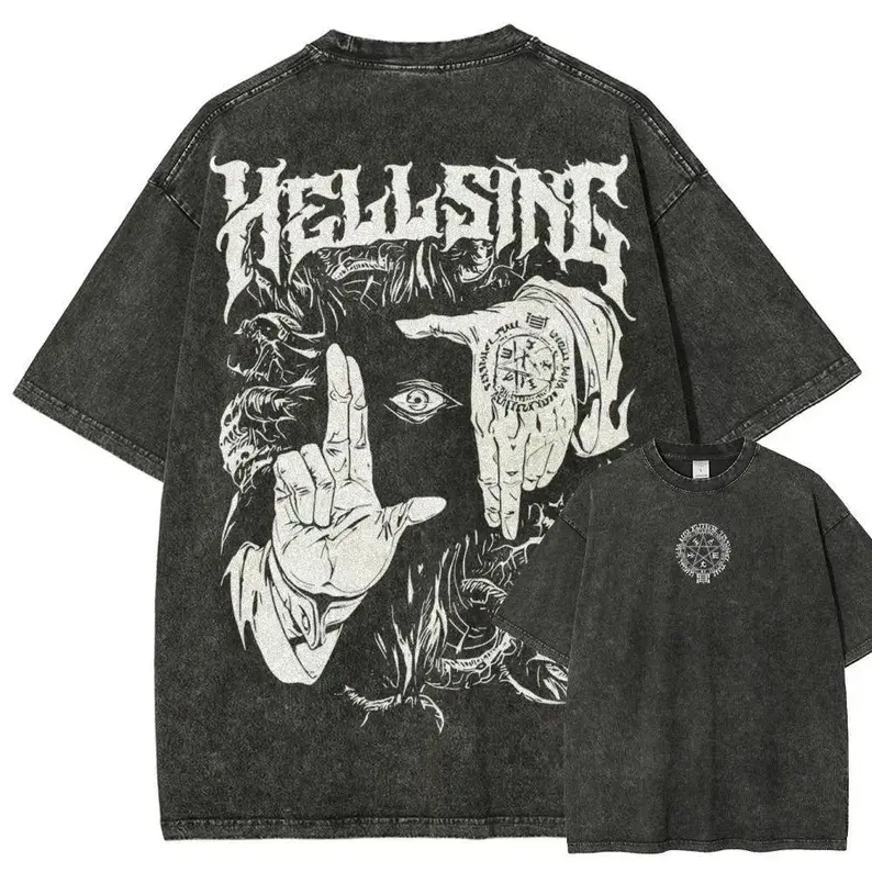 Alucard Hellsing Hand Signs Shirt, Manga Tee Mineral Wash T-Shirt, Vintage Inspired, Anime Gift Tee, Y2K Shirt