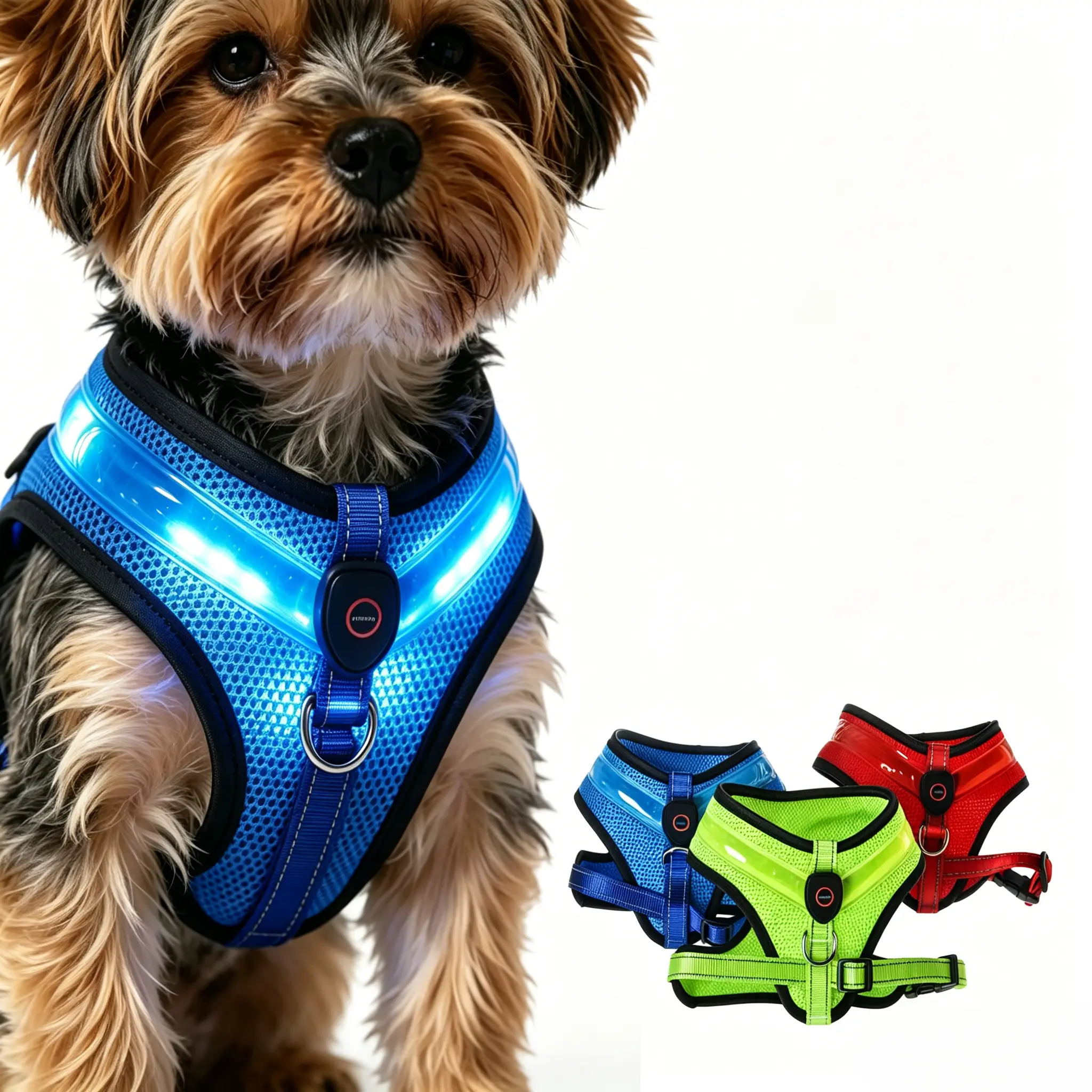 LED Light Up Dog Harness, Breathable Mesh No Pull Anti-Escape Pet Vest, USB Rechargeable Luminous Safety Chest Strap with Matching Color Glow, Adjustable Soft Padded Walking Gear, For Small Medium Puppies Dogs & Night Walking Pet Parents