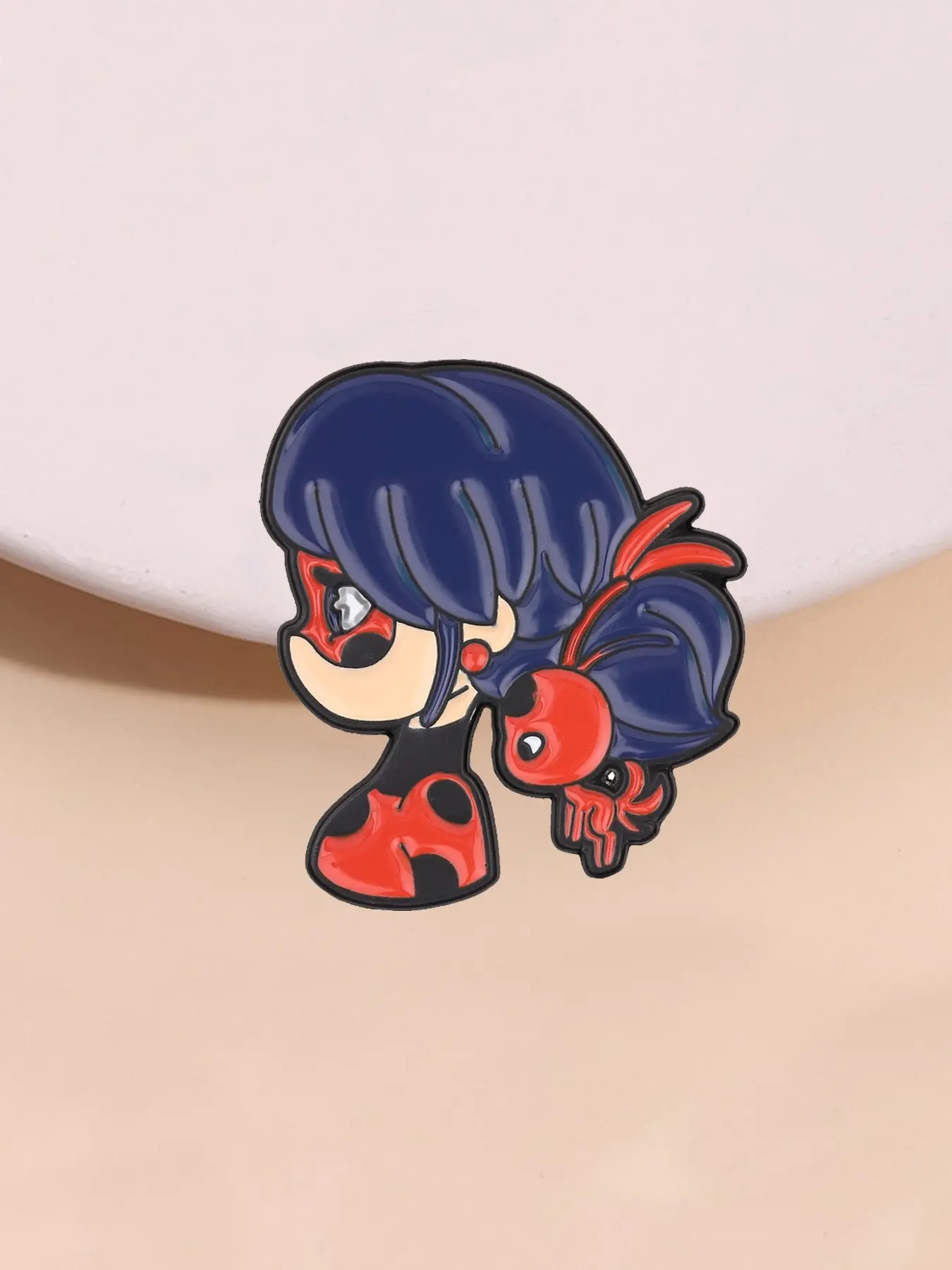 Miracle Girl Anime Enamel Brooch, Cartoon Character Ladybug Alloy Pin, Fashion Jewelry Accessory, Party Style, All Seasons