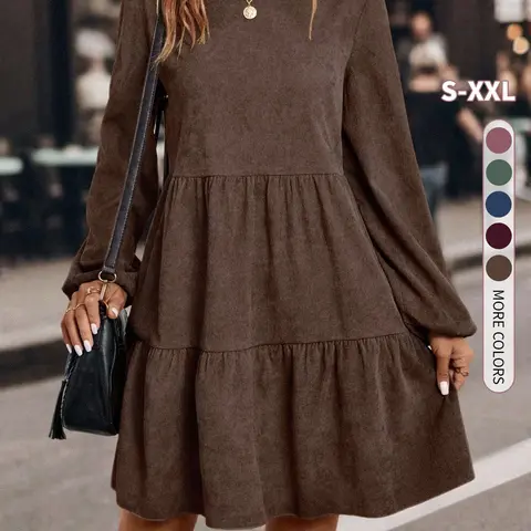 Women's Solid Color Long Sleeve Dress,Simple & Fashionable, Casual Elegant Fall, Suitable For Summer Fall Clothes For Women,deals for you,Fall&Summer dress