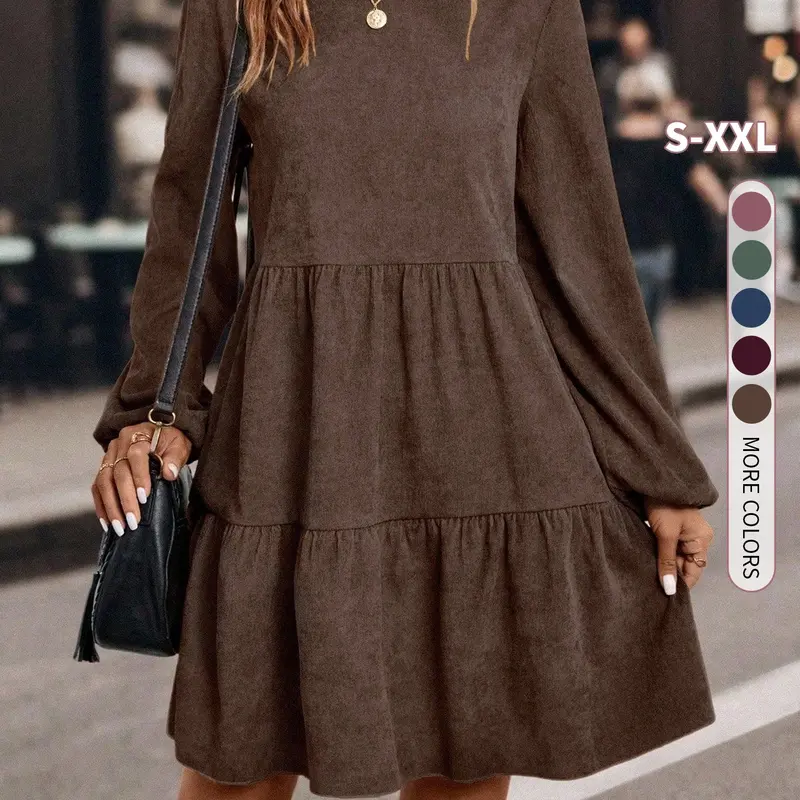 Women's Solid Color Long Sleeve Dress,Simple & Fashionable, Casual Elegant Fall, Suitable For Summer Fall Clothes For Women,deals for you,Fall&Summer dress