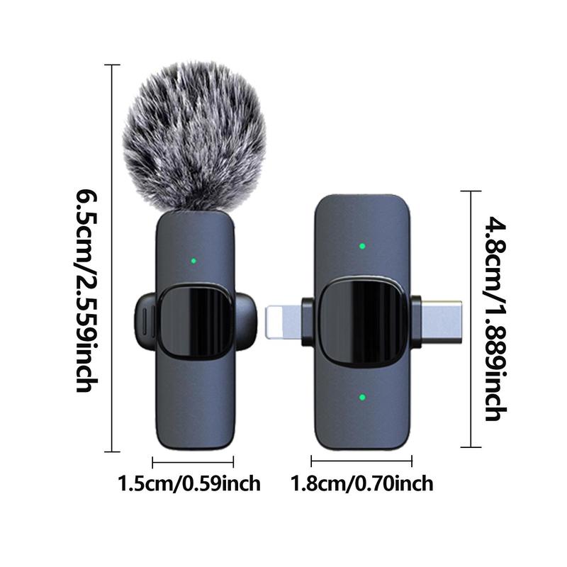 Wireless Lavalier Microphone, Condenser Recording Mic, USB Rechargeable Wireless Microphone, Lapel Mic for Video Recording, Teaching, Interviews, Podcast, Clip Microphone