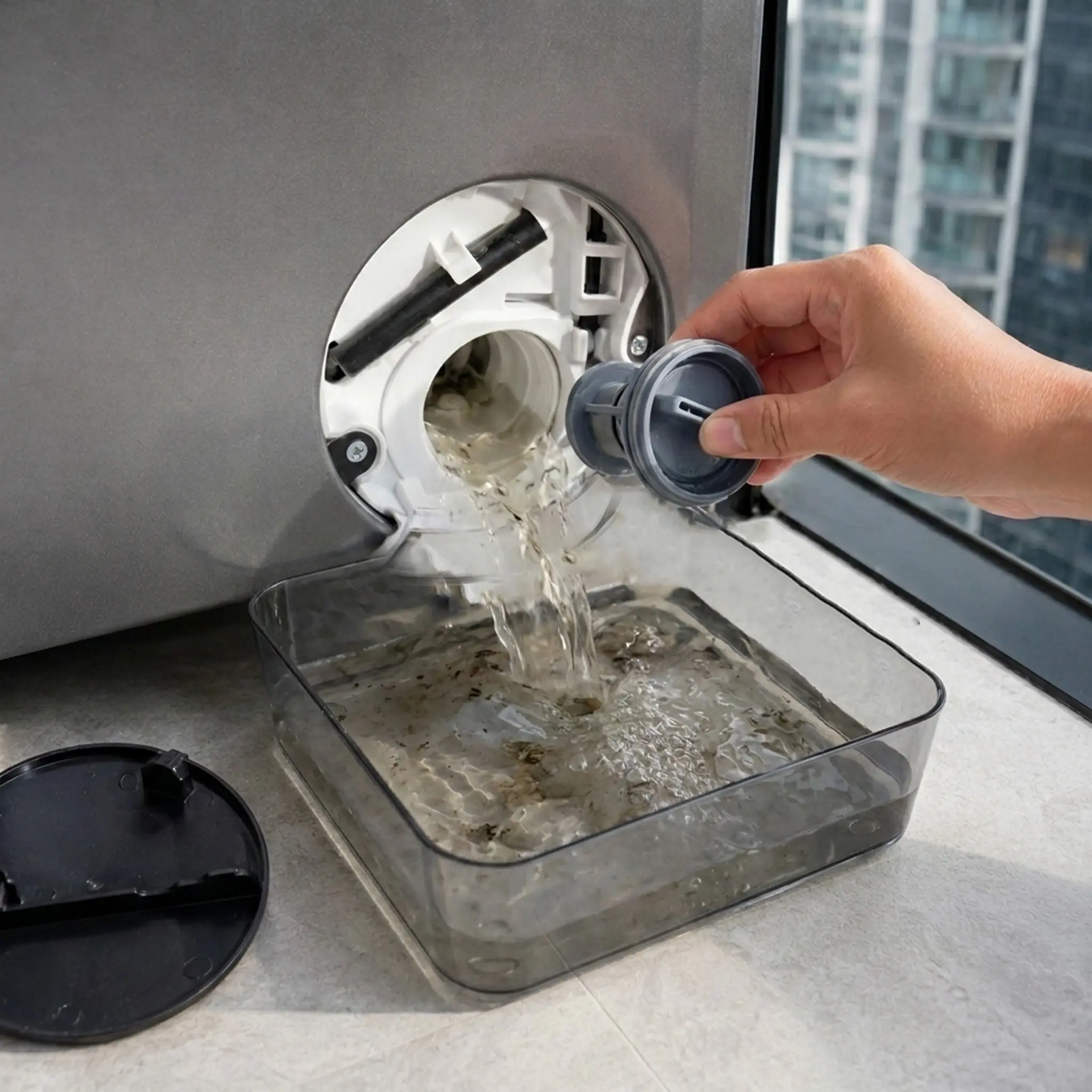 1pc Heavy-Duty Durable Safe Washing Machine Drain Pan Replacement Funnel, Washing Machine Drain Tray Suitable for Floor Overflow, Plastic Drainage System Compatible for Washing Machines, Ideal for Laundry Room & Bathroom Storage