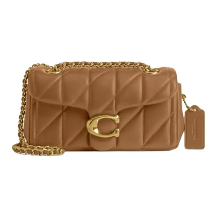 COACH Tabby 20 Crossbody Shoulder Bag for Women – Quilted Snap-Clasp Satchel in Honey Brown Lambskin