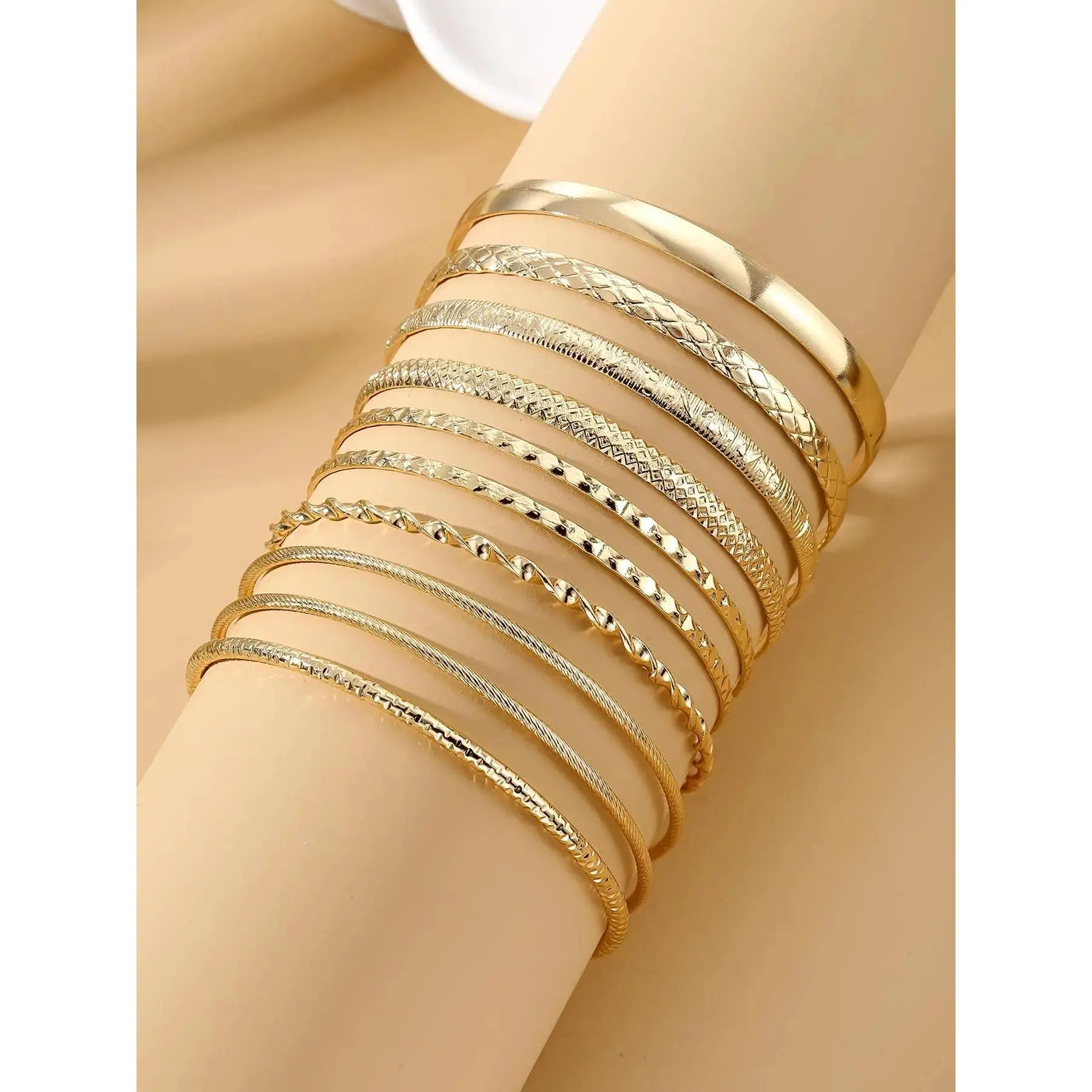 Fashionable Casual Plain Alloy Bangle, Vintage Bracelet for Women, Pretty Bracelet, Elegant Jewelry for Party, Daily Decor, Trendy All-match & Exquisite Jewelry for Gift, Stackable Bracelets, Cable Bangle Set, Stacking Bracelet