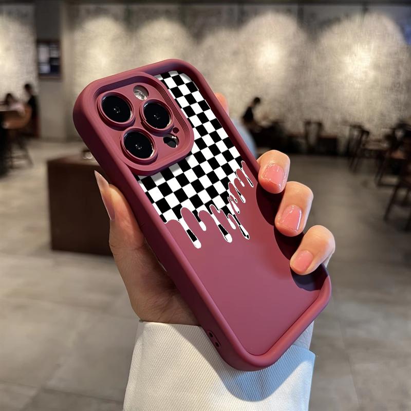 Checkered Pattern Phone Case, Soft Silicone, Fully Protected and Shockproof For iPhone 17 16 15 14 13 12 11 Pro Max Plus Air XSMAX Mini 16E 17E Protection
