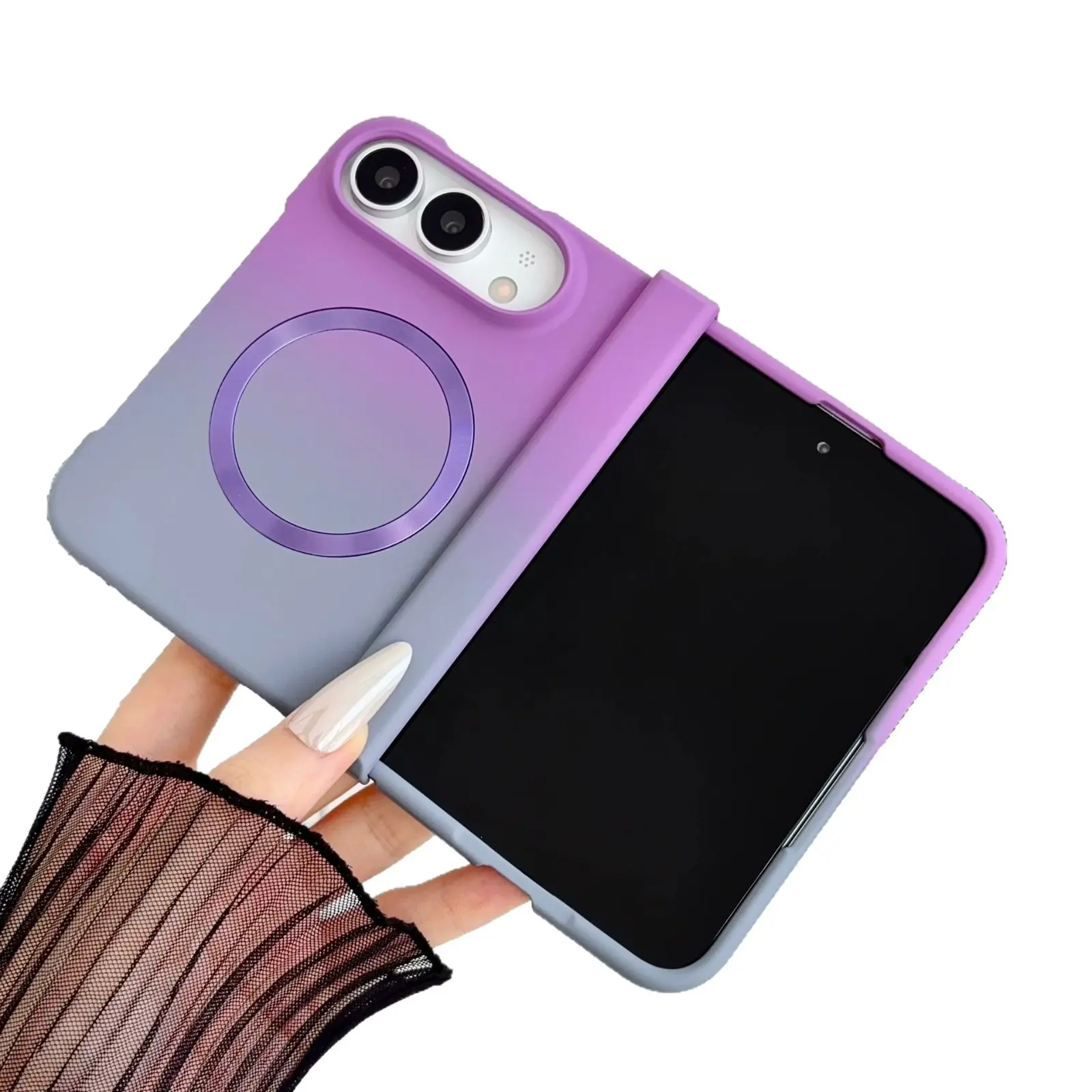 iPhone 18 Duo Protective Case, Liquid Gradient Magnetic Folding 3-Piece Set