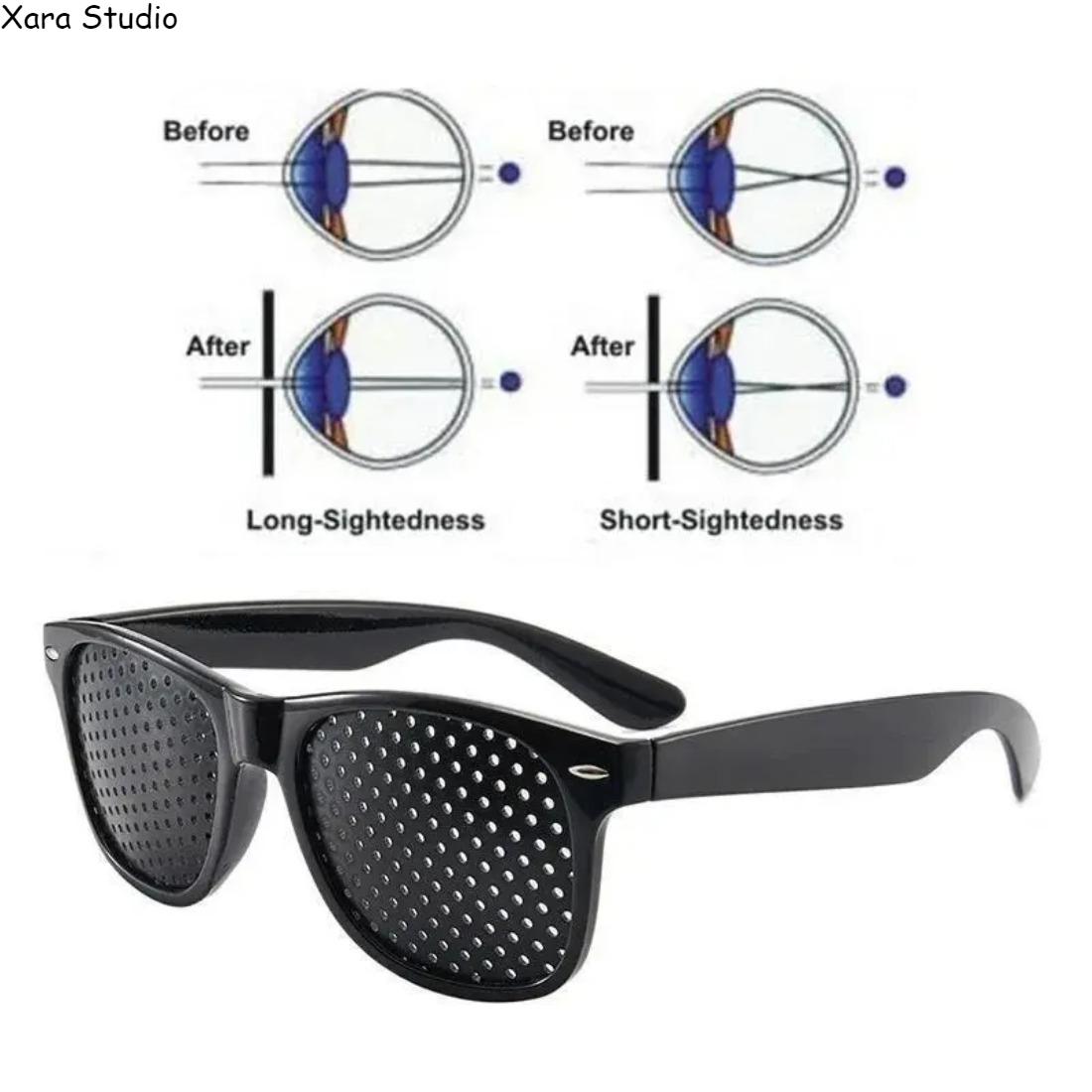 Pinhole Glasses for Eye Strain Relief Lightweight Vision Training Glasses Comfortable Unisex for Screen Time Reading Office Daily Eye Care