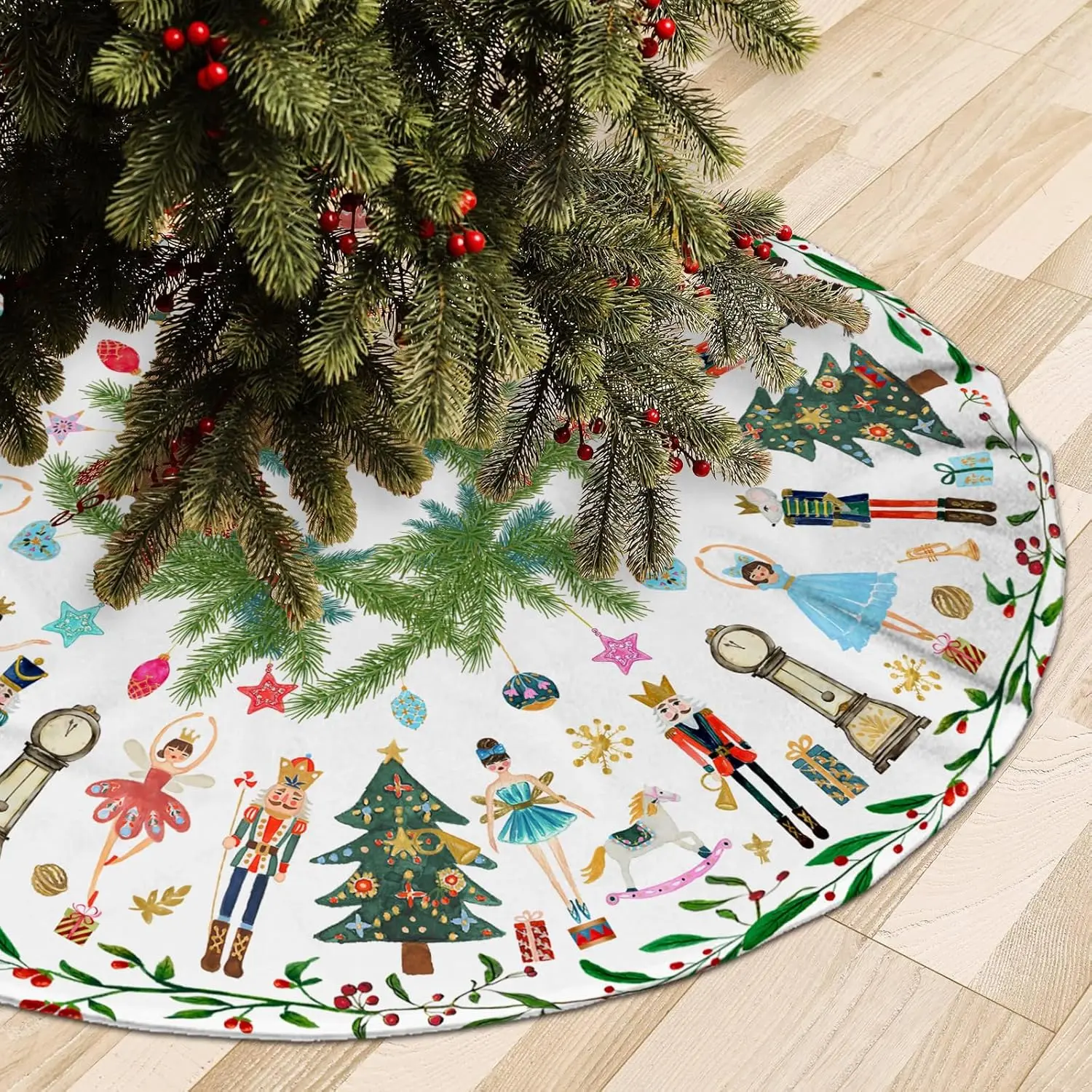 36 Inch White Christmas Tree Skirt Winter Holiday Tree Mat Decoration for Xmas Party Ornaments Holiday Decorative Accessory