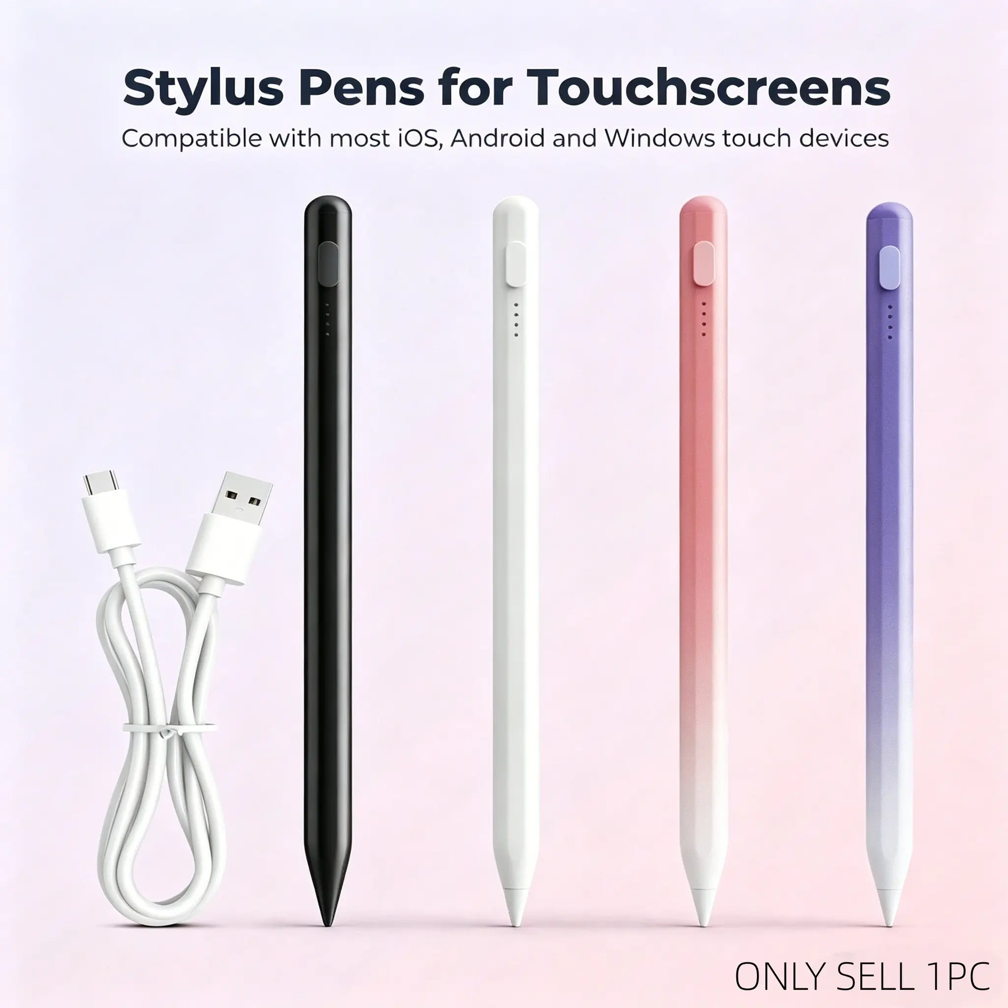 Active Stylus Pen for iOS & Android, Touch Screen Pencil, Touchscreen Pen, Smooth Writing, Ideal Gift for Valentine's Day, 1pc Stylus Pen