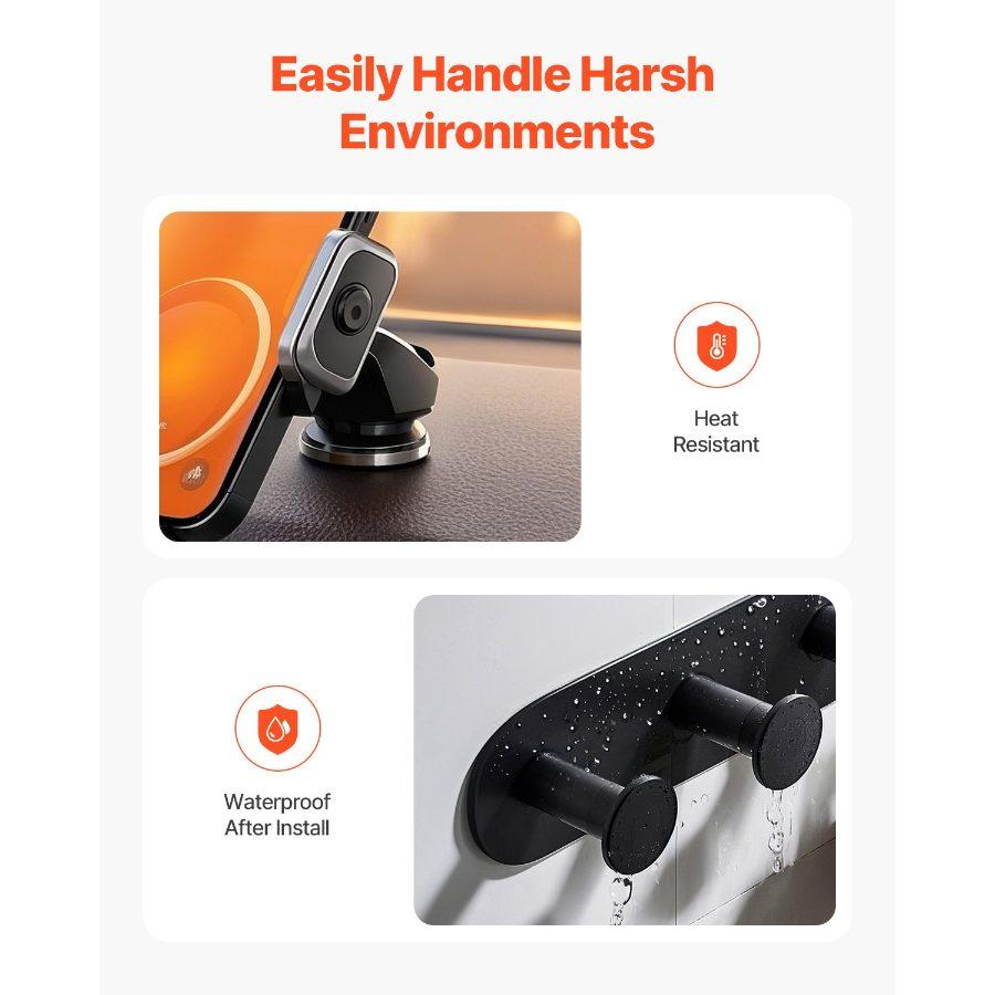 VEVOR Double Sided Tape Heavy Duty, 16 ft Long Nano Mounting Tape, Strong Adhesive Reusable, Clear Two Sided Wall Tape, Removable Poster Picture Hanging Strips for Home, Office, Car, Outdoor Use