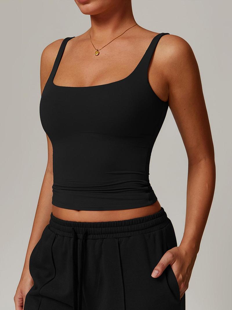 Women's Solid Stretch Sports Bra, Breathable Comfortable Sports Vest with Removable Chest Pad, Ladies Sportswear for Indoor Outdoor Wear