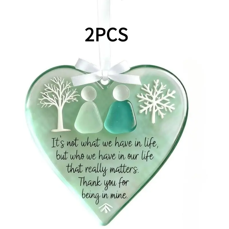 2 heart-shaped friendship decoration pendants for Christmas tree ornaments, festive decorations, holiday decorations, Valentines Day Decor, Decorative ornament, pendant souvenirs, New Year gifts, Valentine's Day gifts, gifts for loved ones, wedd
