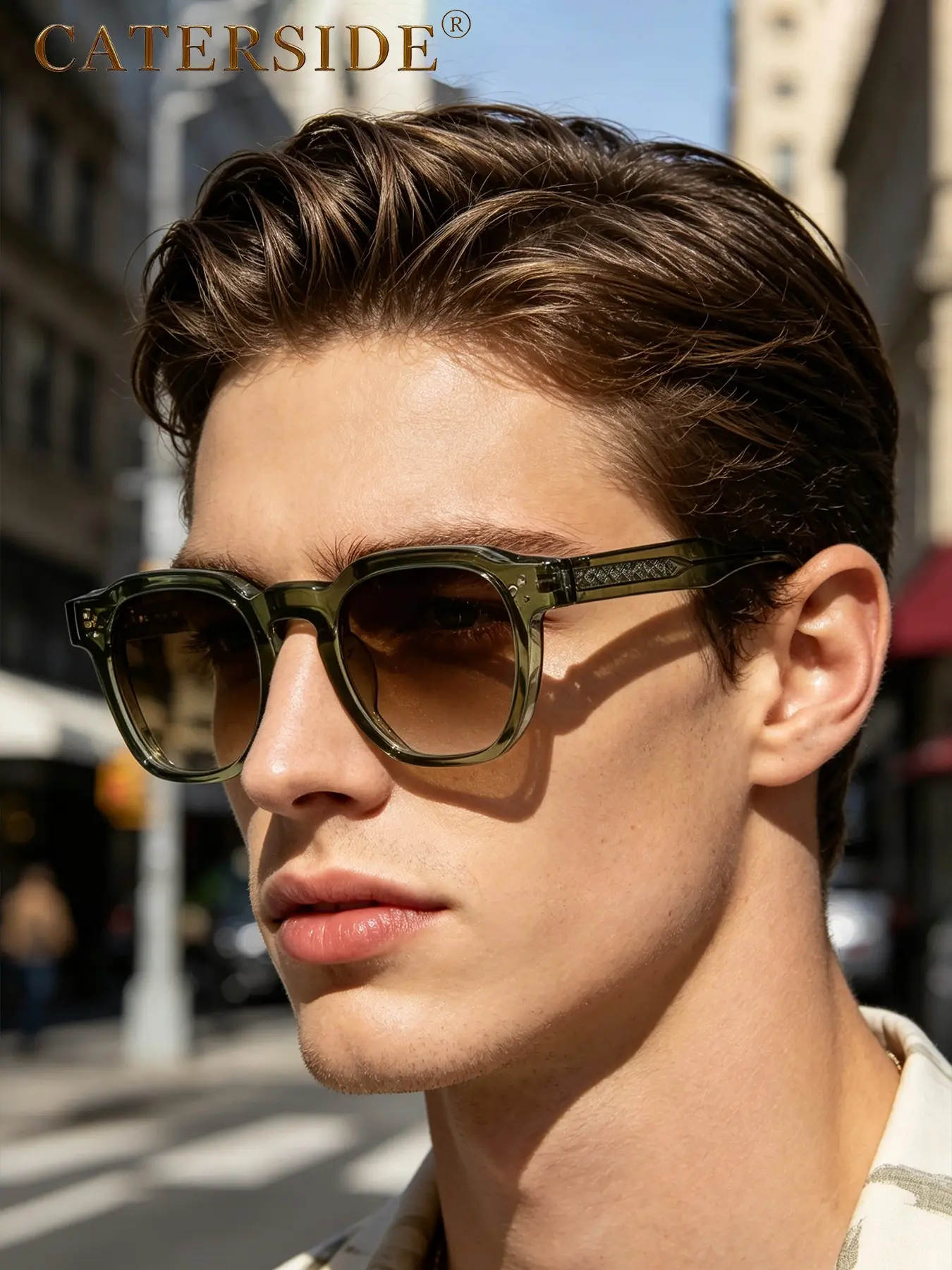 CATERSIDE 1/2/3 counts modern and stylish square-frame streetwear, Trendy styling sunglasses for men and women, featuring PC+CP frame and pin-type temple arms, they are suitable for various occasions including vacation, gifting, outdoor activities, travel