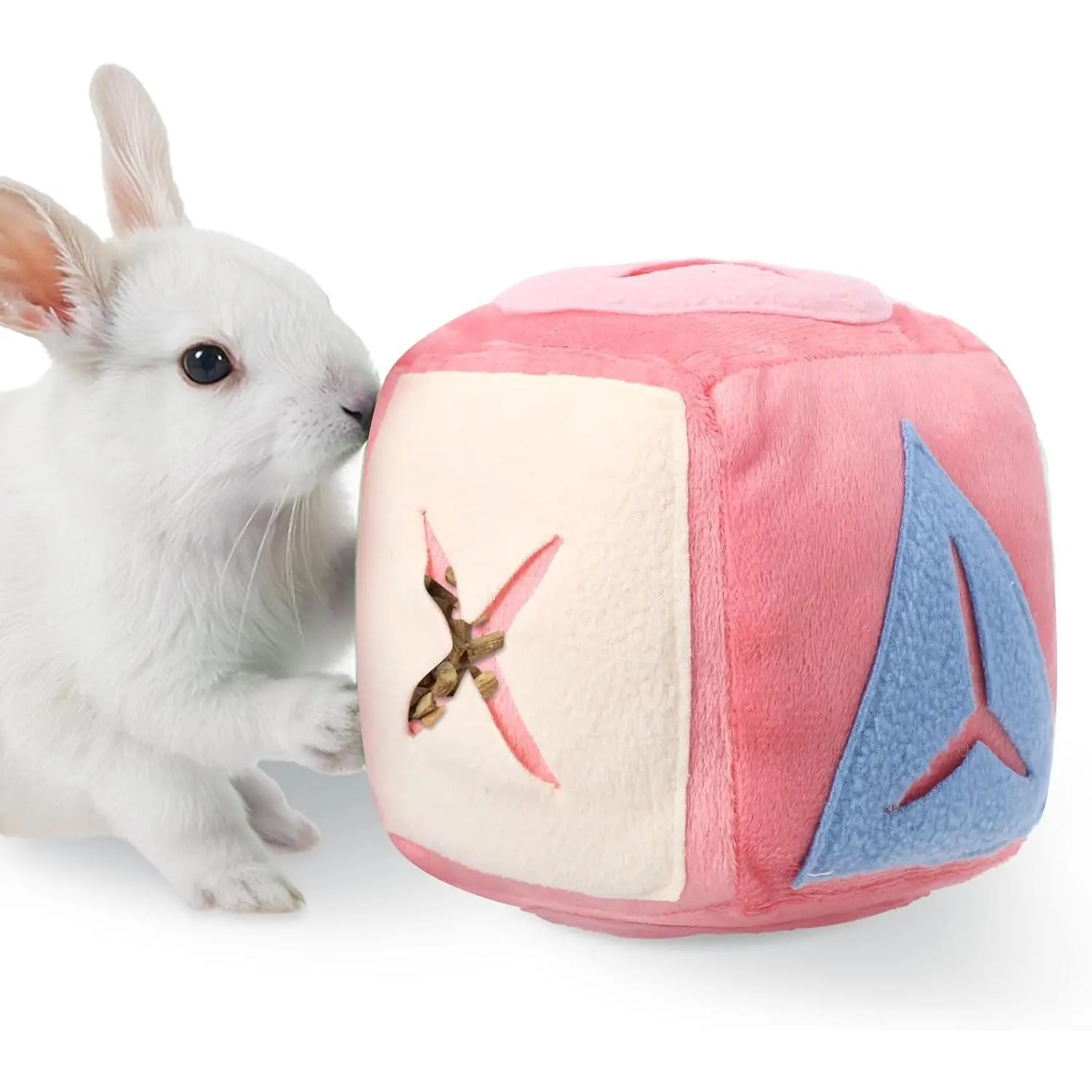 Large Rabbit Foraging Toy with Bell, Feeding Ball Toy with Bell for Bunny, Snuffle Ball Treat Dispenser, Washable Puzzle Feed Game Rabbit Toys for Bunnies Boredom