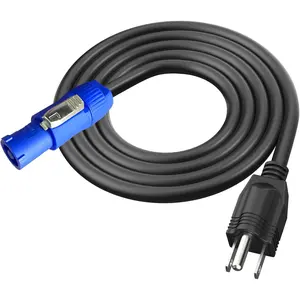 3-Prong NEMA 5-15P to PowerCON AC Extension Power Cable Cord 20A 16AWG Male Power Wire for Outdoor Stage Light LED Screen 15FT