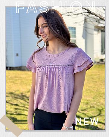 Women's Summer Tops Crewneck Eyelet Ruffle Short Sleeve Blouses Casual Babydoll Shirts 2025 S-2XL Lightweight Soft Knitted Fabric Trendy Babydoll Style