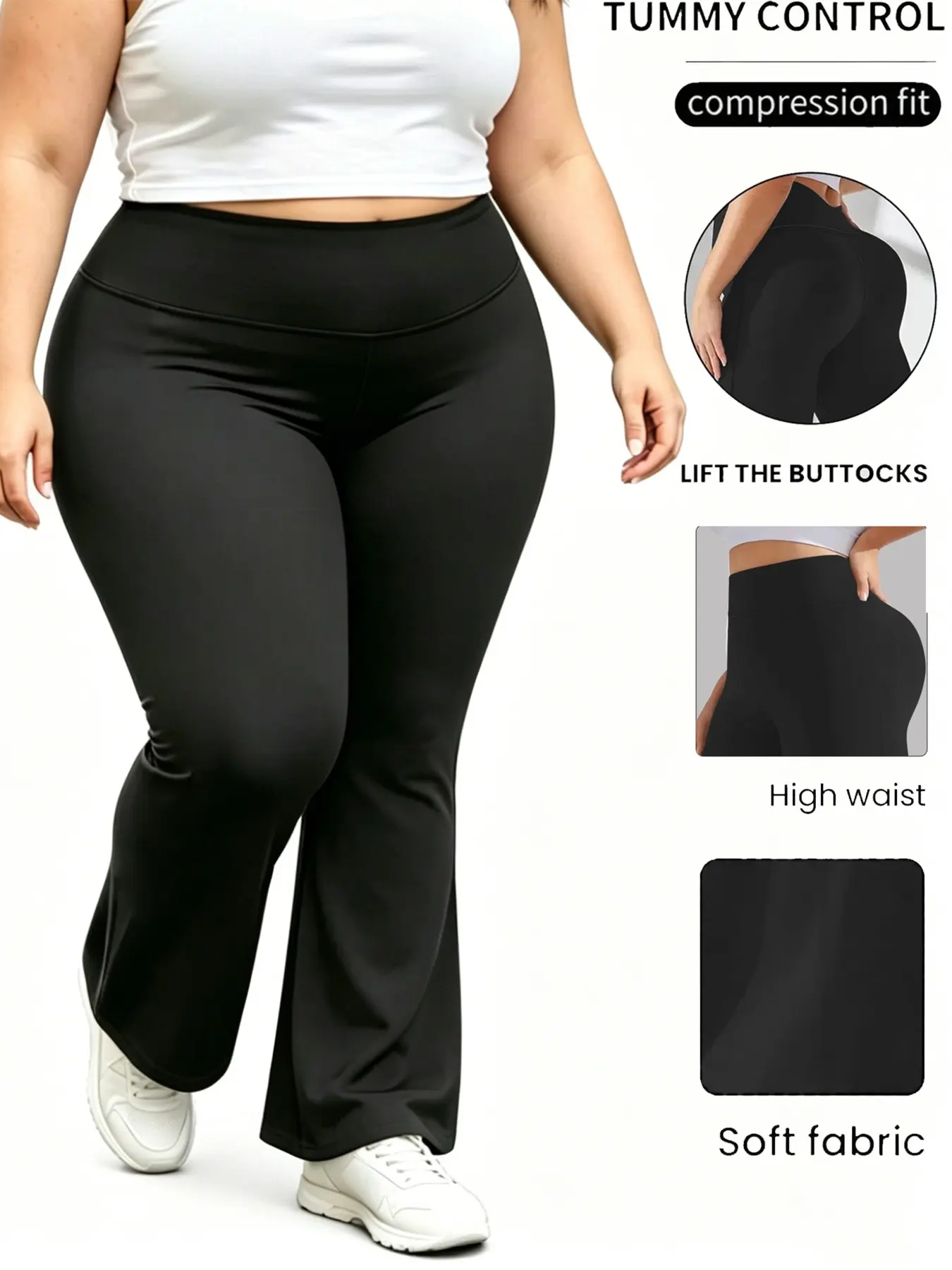 Plus Size Flare Legging Yoga Pants Women Wide Leg High Waist Bootcut Workout Flare Leggings Tummy Control Work Dress Pants  Yoga Pants with Tummy Control, High-Waisted and Wide Leg
