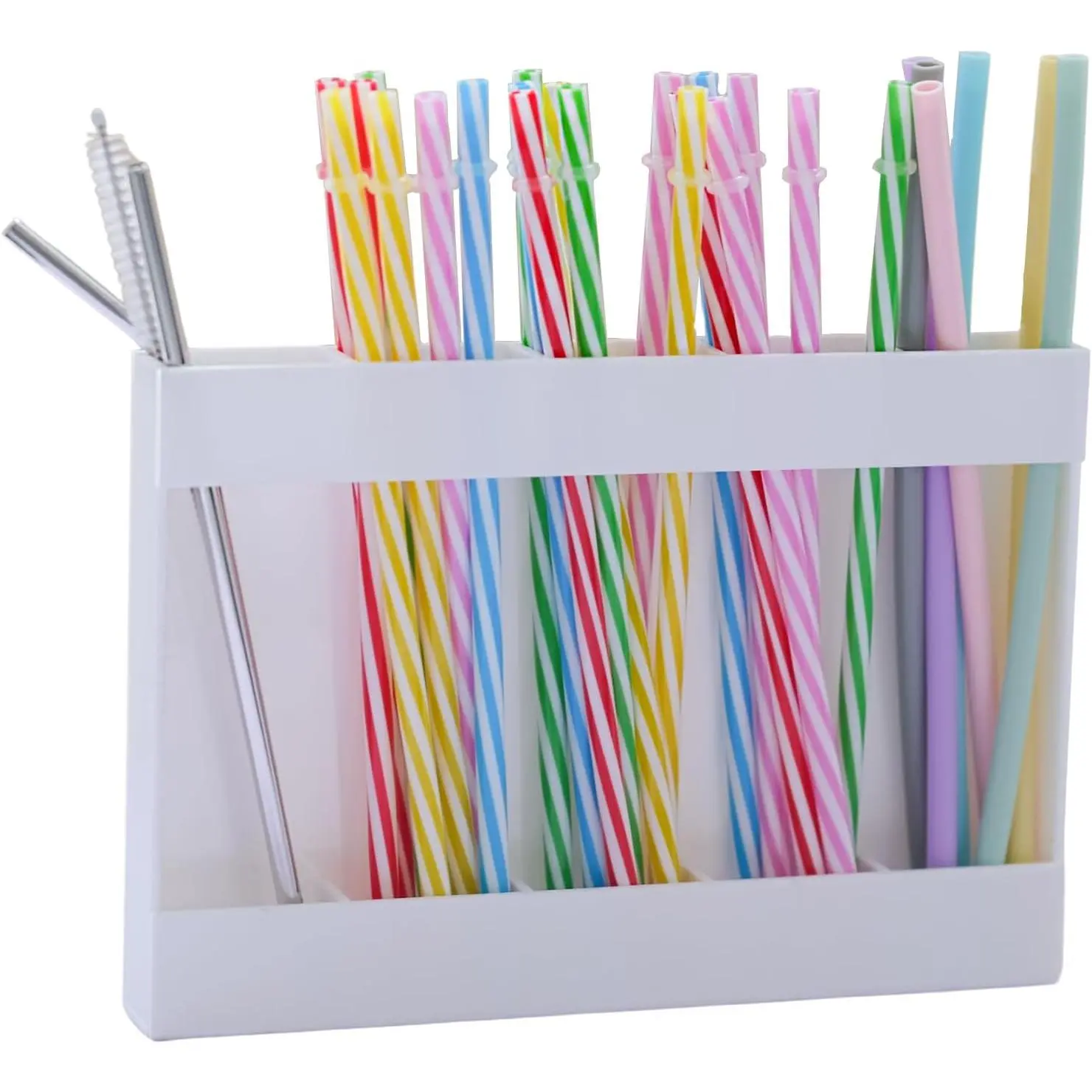 White  Straw Holder & Tumbler Organizer for Cabinet Door, Countertop –  Straw Storage Dispenser, Kitchen Cabinet Organizer for Straws, Accessories (white)